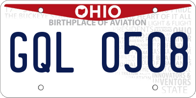 OH license plate GQL0508