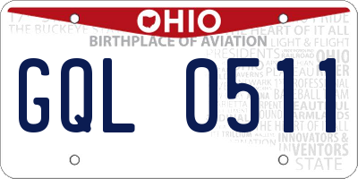 OH license plate GQL0511