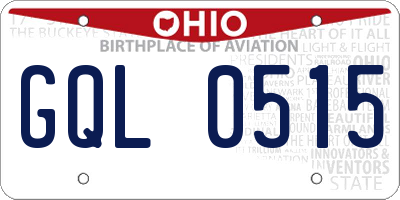 OH license plate GQL0515