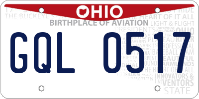 OH license plate GQL0517
