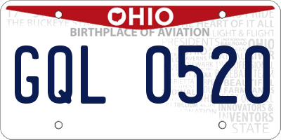OH license plate GQL0520