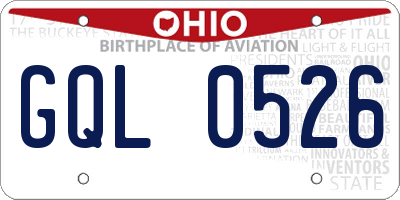 OH license plate GQL0526