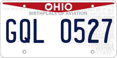 OH license plate GQL0527