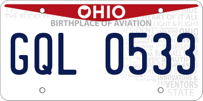 OH license plate GQL0533