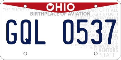 OH license plate GQL0537