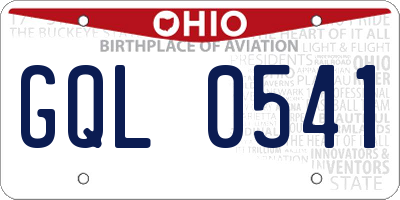OH license plate GQL0541