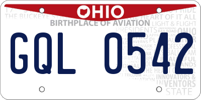 OH license plate GQL0542