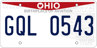 OH license plate GQL0543