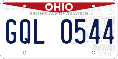 OH license plate GQL0544