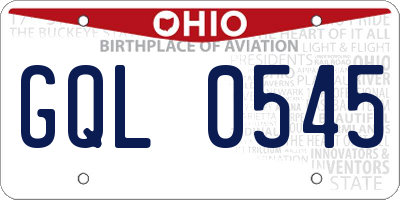 OH license plate GQL0545