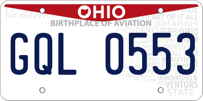 OH license plate GQL0553