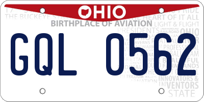 OH license plate GQL0562