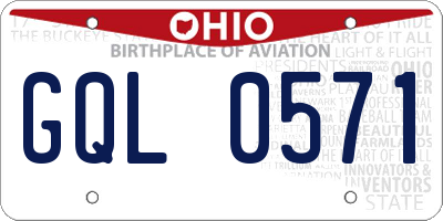 OH license plate GQL0571