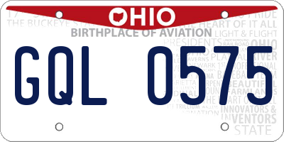 OH license plate GQL0575
