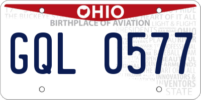 OH license plate GQL0577