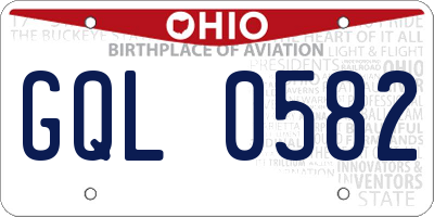 OH license plate GQL0582