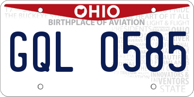 OH license plate GQL0585