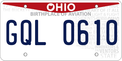 OH license plate GQL0610