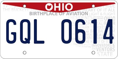 OH license plate GQL0614