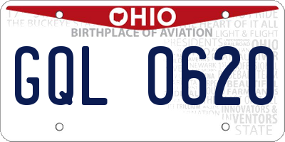 OH license plate GQL0620