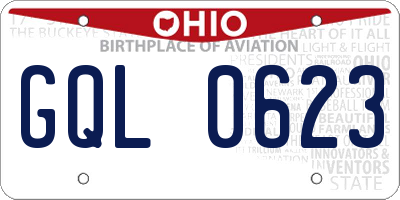 OH license plate GQL0623