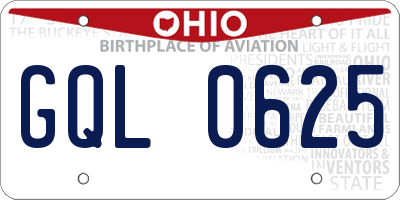 OH license plate GQL0625