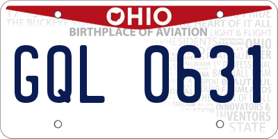 OH license plate GQL0631