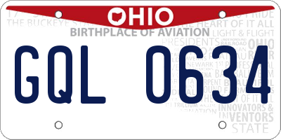 OH license plate GQL0634