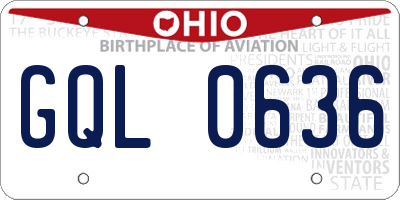 OH license plate GQL0636