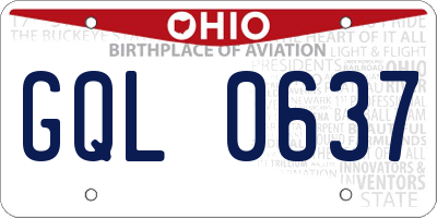 OH license plate GQL0637