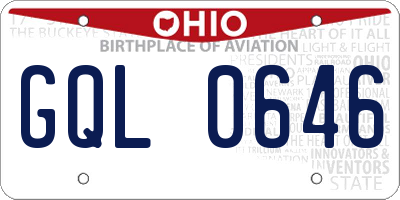 OH license plate GQL0646