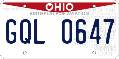 OH license plate GQL0647