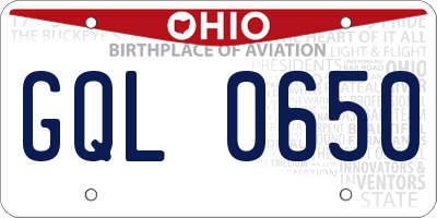 OH license plate GQL0650