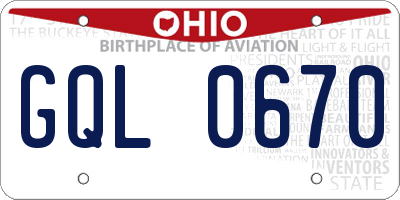 OH license plate GQL0670