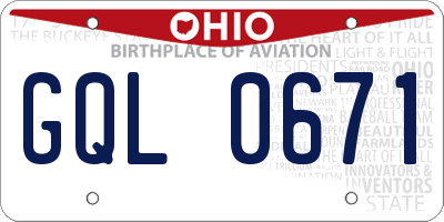 OH license plate GQL0671