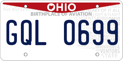 OH license plate GQL0699
