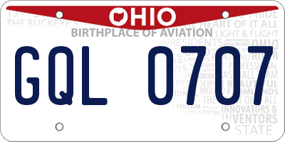 OH license plate GQL0707