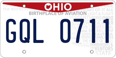 OH license plate GQL0711