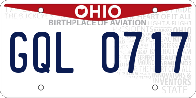 OH license plate GQL0717