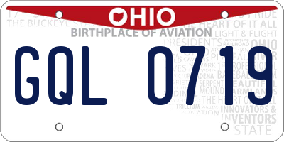 OH license plate GQL0719