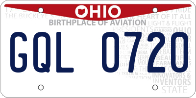 OH license plate GQL0720
