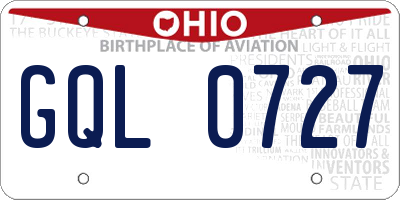 OH license plate GQL0727