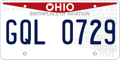 OH license plate GQL0729