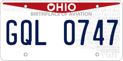 OH license plate GQL0747
