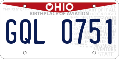 OH license plate GQL0751