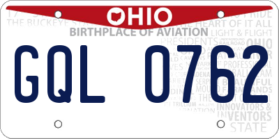OH license plate GQL0762
