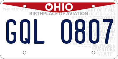 OH license plate GQL0807
