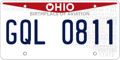 OH license plate GQL0811