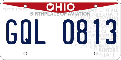 OH license plate GQL0813