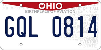 OH license plate GQL0814
